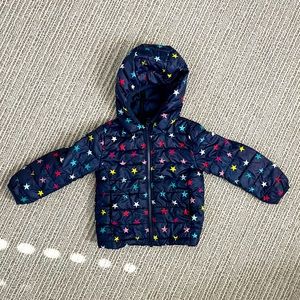 Primary Rainbow Stars Lightweight Puffer Jacket - Size 2